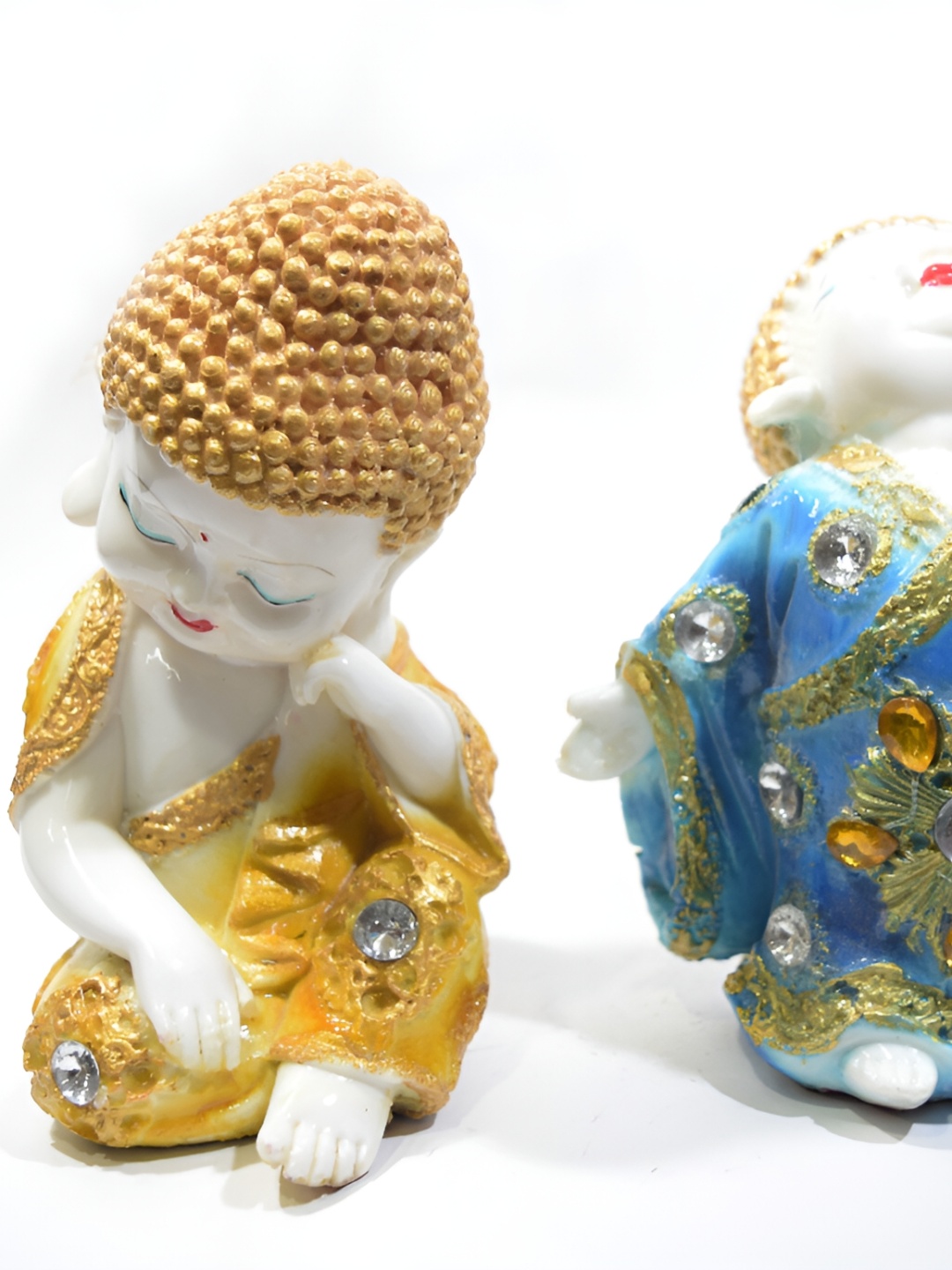 

GW CREATIONS Yellow and Blue 2 Pieces Buddha Idol Showpiece