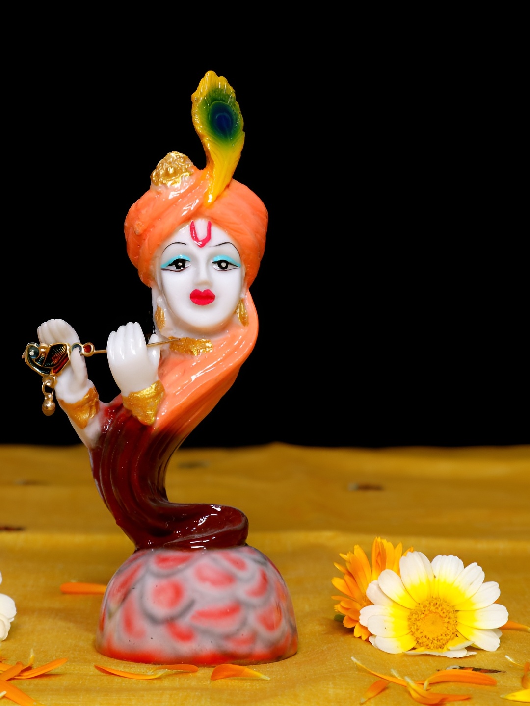 

GW CREATIONS Orange & White Religious Idol Showpiece