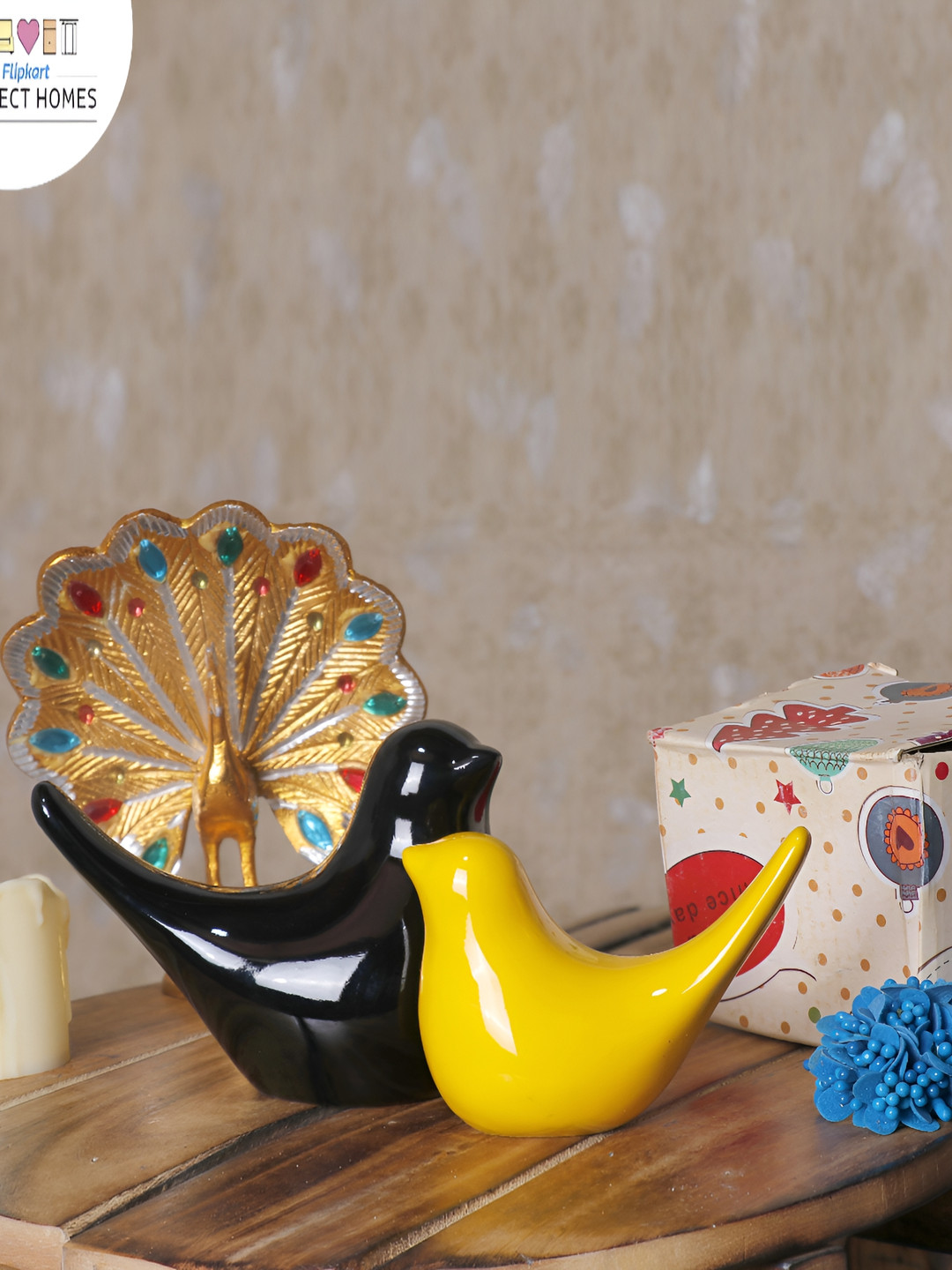 

GW CREATIONS Black and Yellow 2 Pieces Birds and Animals Figurine Showpiece