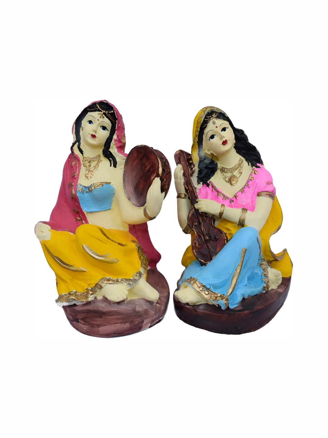 

GW CREATIONS Yellow & Blue 2 Pieces Figurine Decorative Showpiece