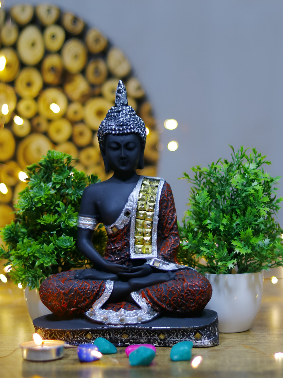 

GW CREATIONS Black Buddha Idol Showpiece