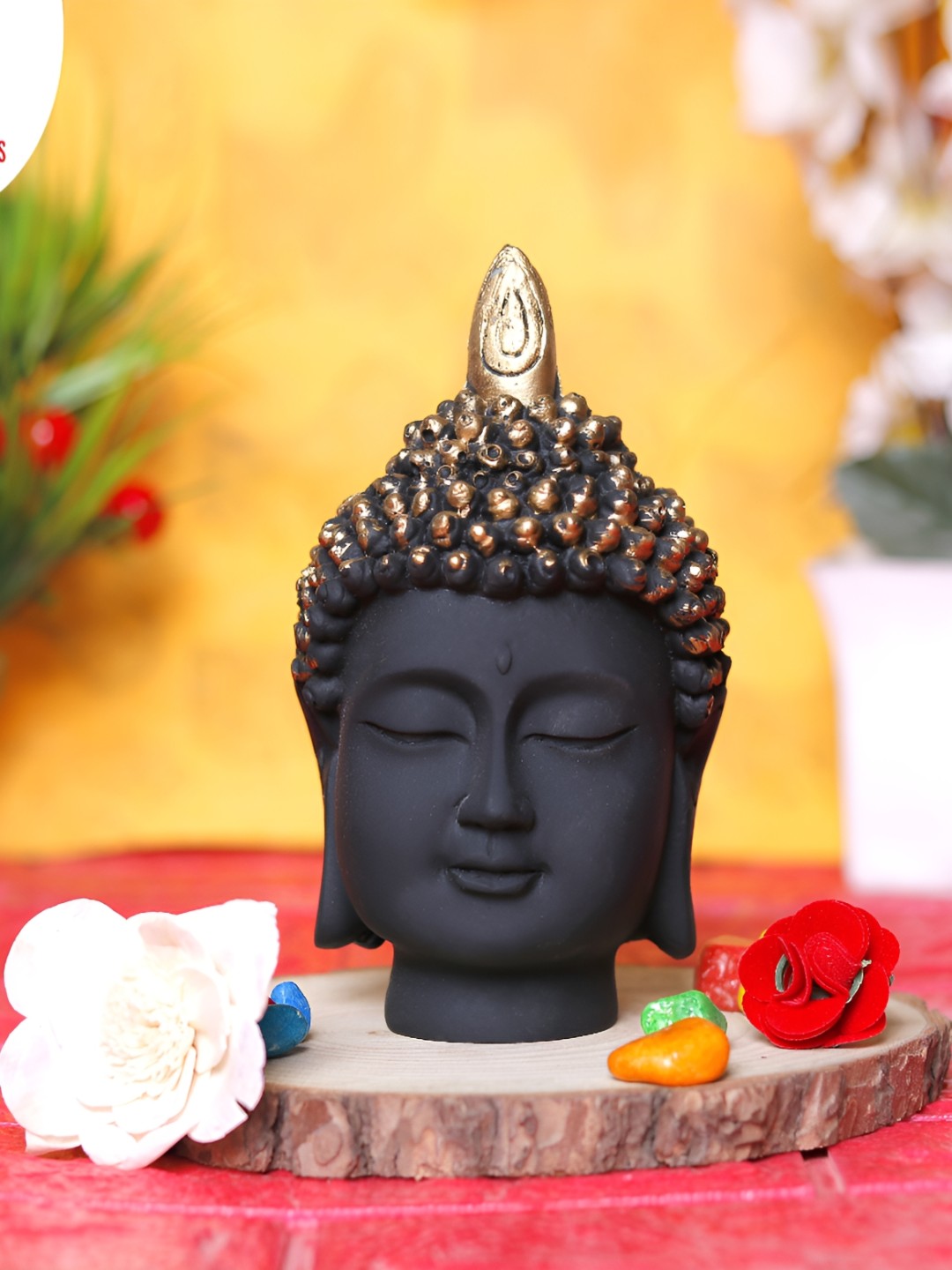 

GW CREATIONS Black and GoldToned Buddha Idol Showpiece
