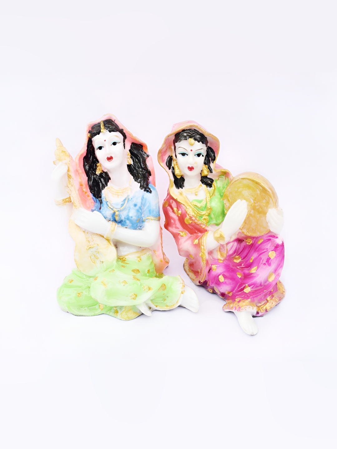 

GW CREATIONS Pink and Green 2 Pices Figurine Decorative Showpiece