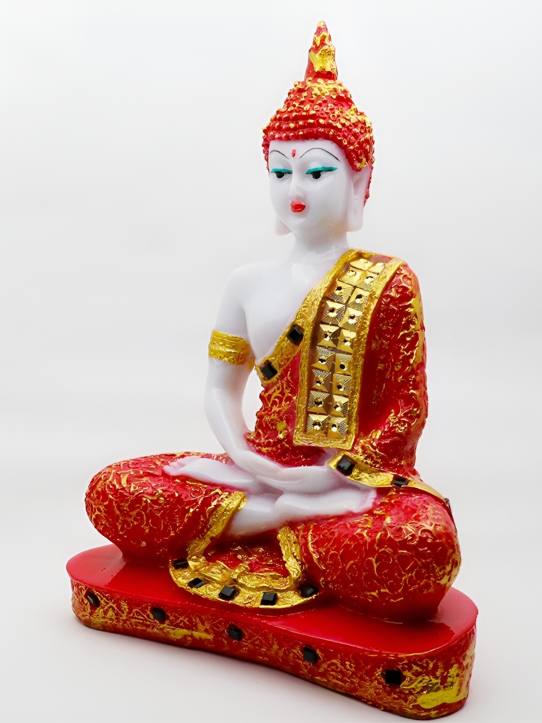 

GW CREATIONS Red & White Textured Buddha Idol Showpiece