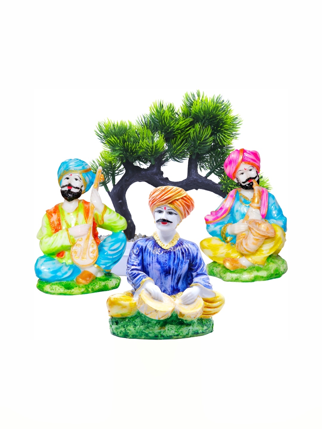 

GW CREATIONS Blue and Green 4 Pieces Figurine Decorative Showpiece