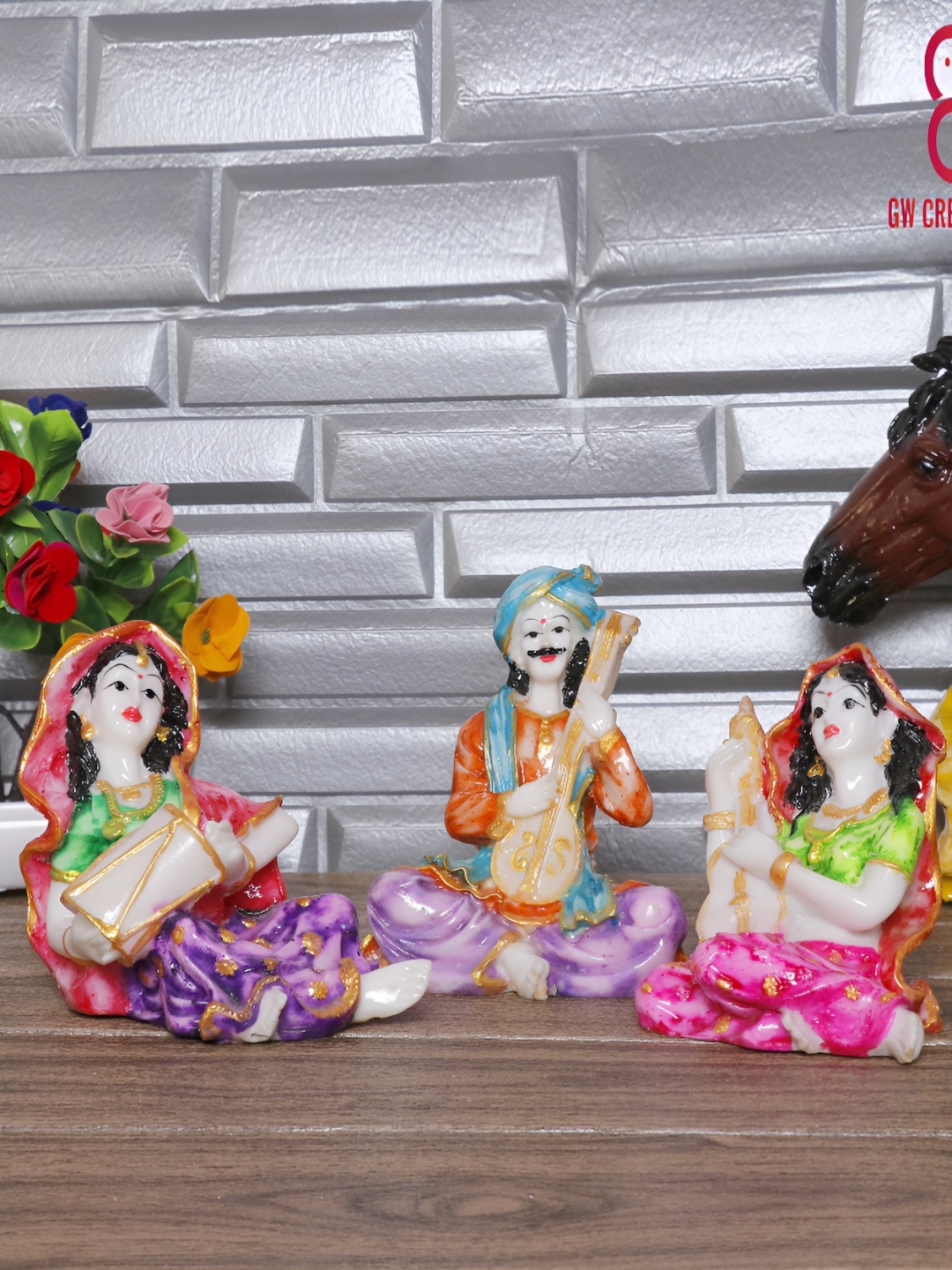 

GW CREATIONS Orange & Green Figurine Showpiece