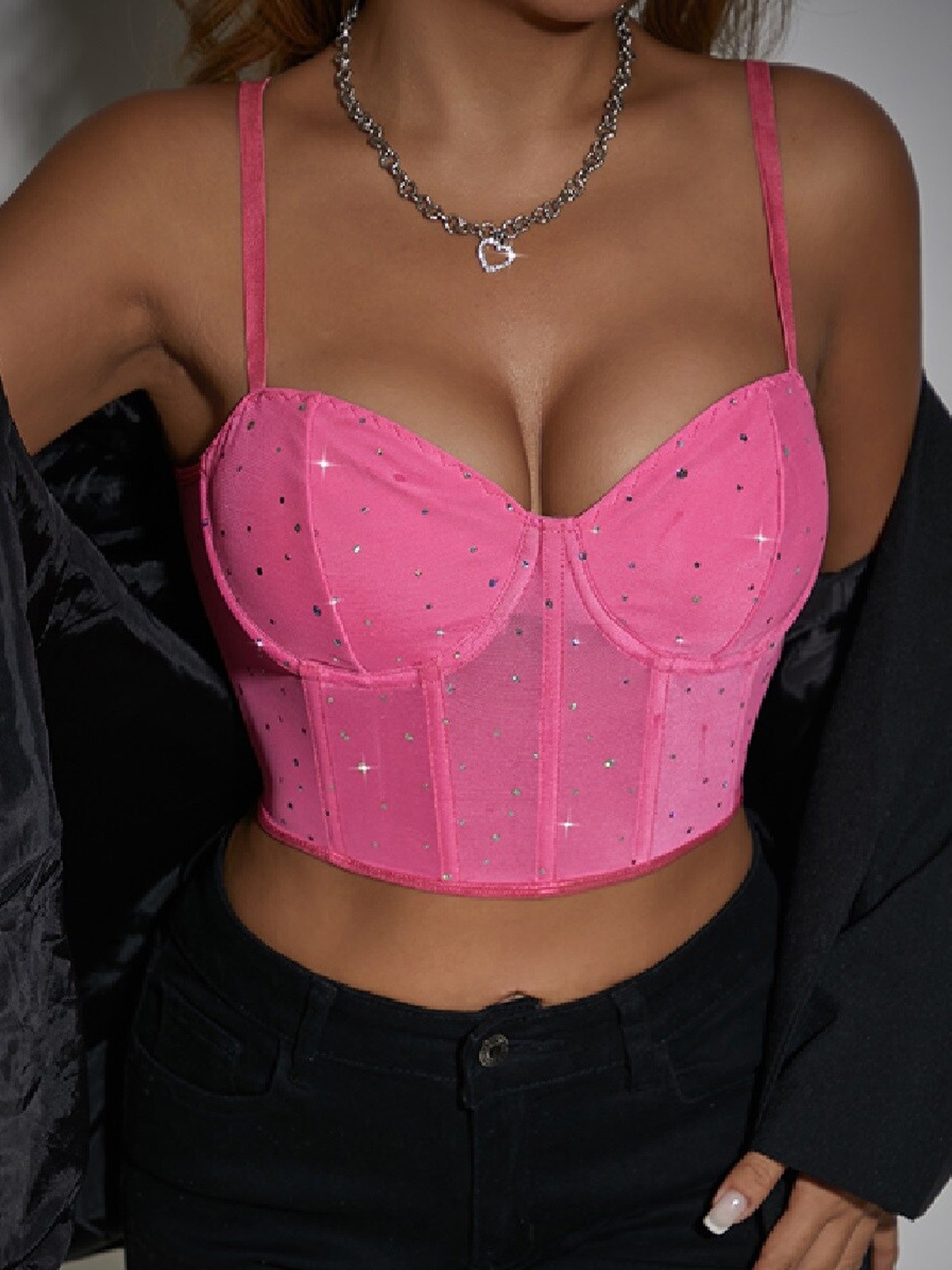 

StyleCast Pink Georgette Bralette Crop Top