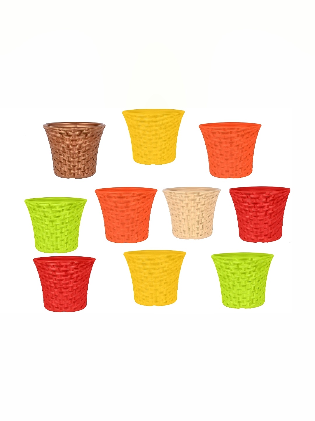 

appeasy Yellow & Red 10 Pieces Textured Metal Planters