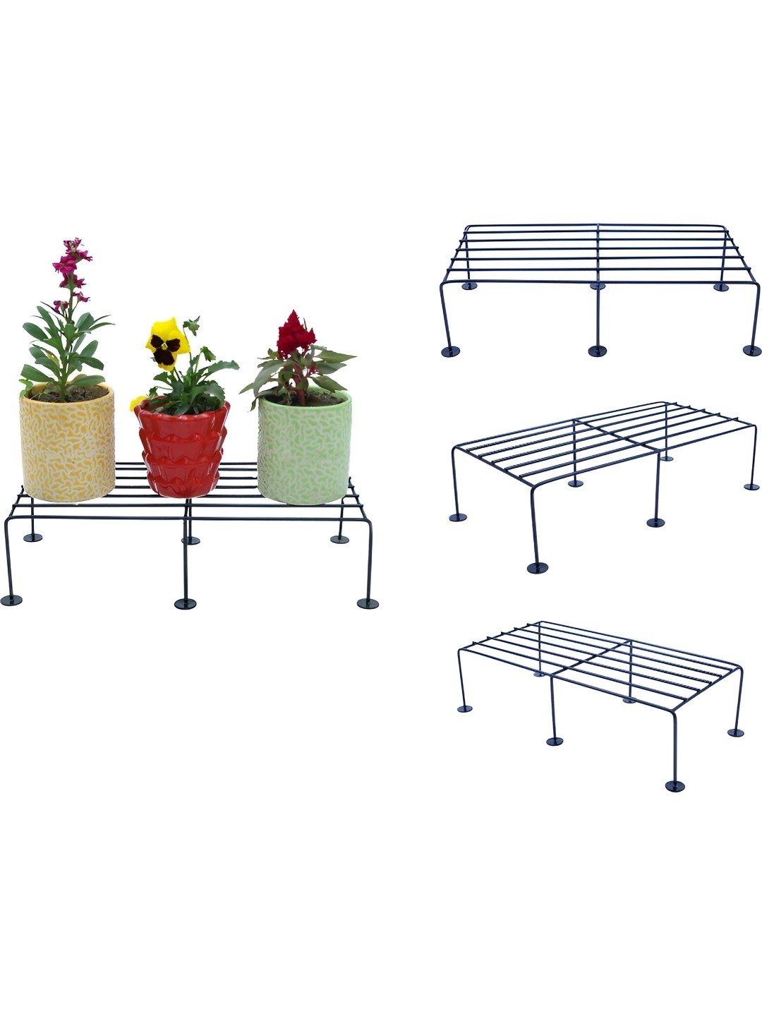 

Appeasy Black 4 Pieces Metal Table Indoor Outdoor Plant Stands
