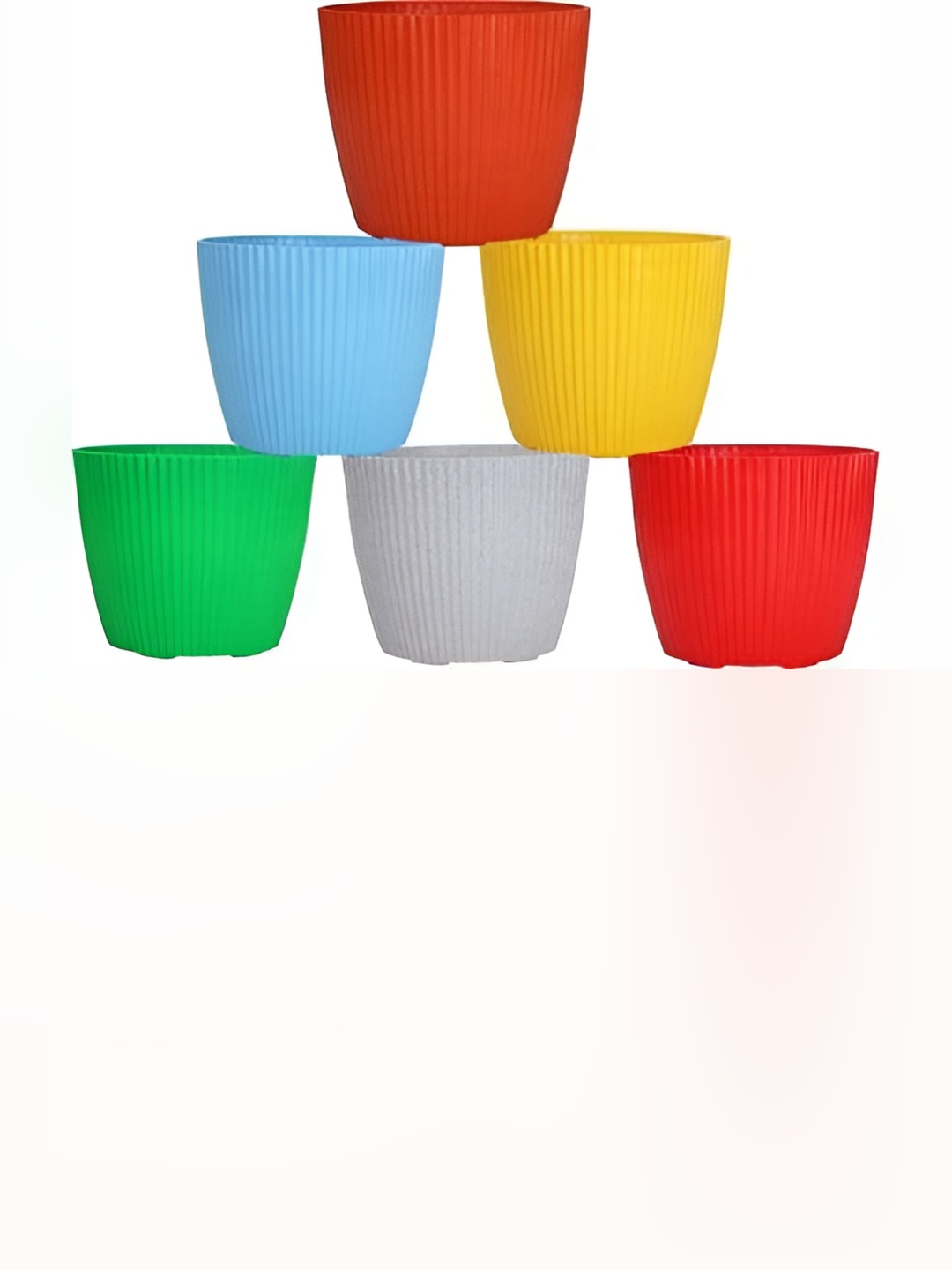 

appeasy Red & Yellow 6 Pieces Textured Metal Planters