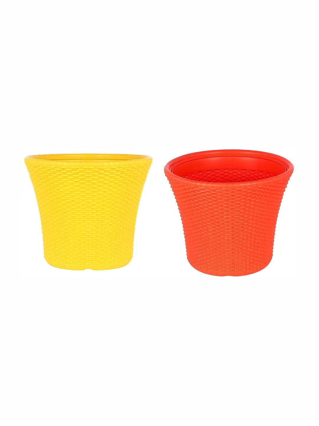 

appeasy Red & Yellow 2Pcs Textured Metal Planters