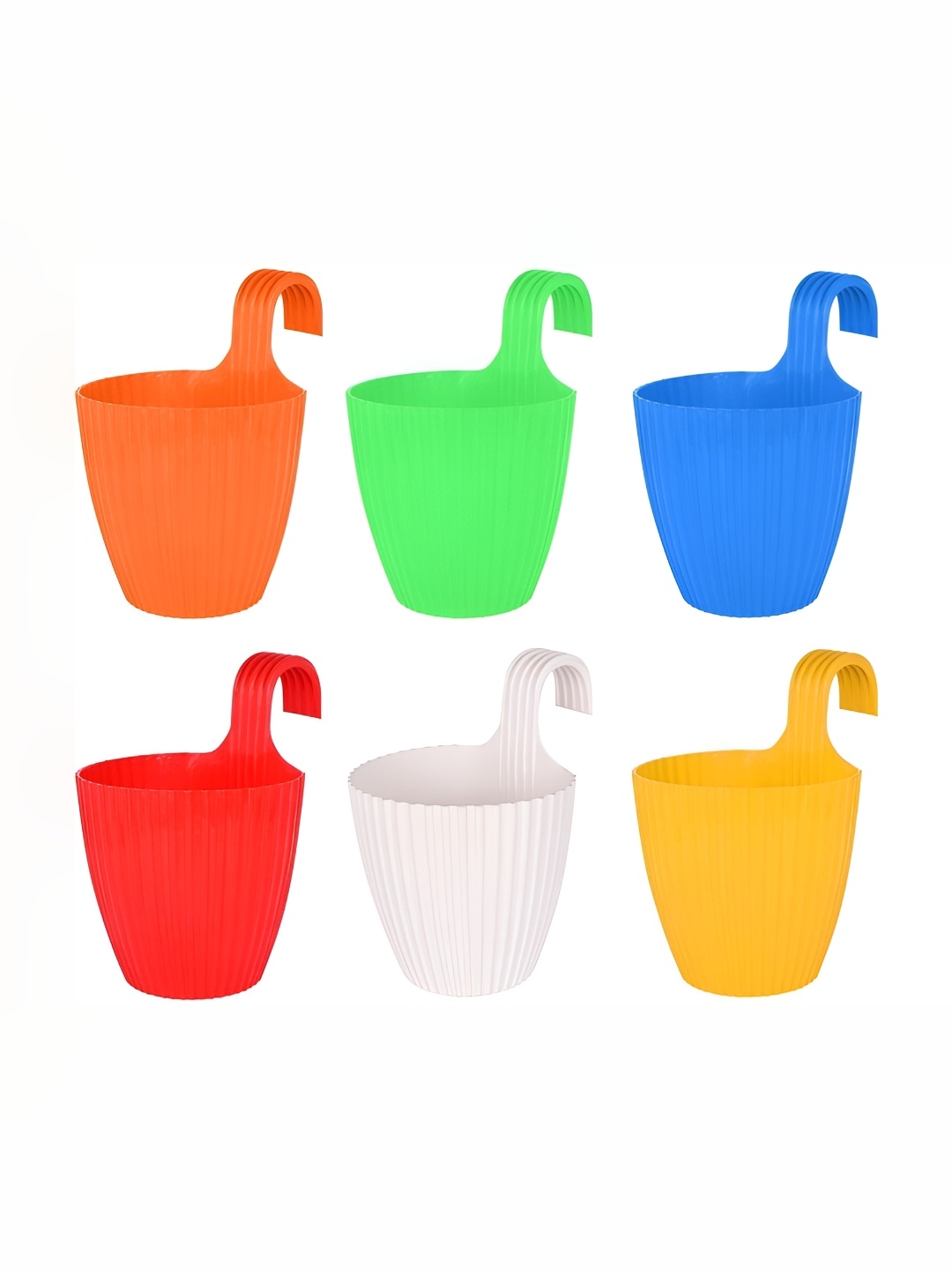 

appeasy Yellow & Blue 6 Pieces Metal Hanging Planters