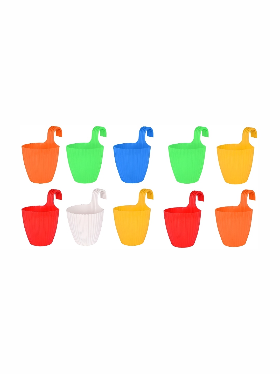 

appeasy Red & Green 10 Piees Metal Hanging Planters