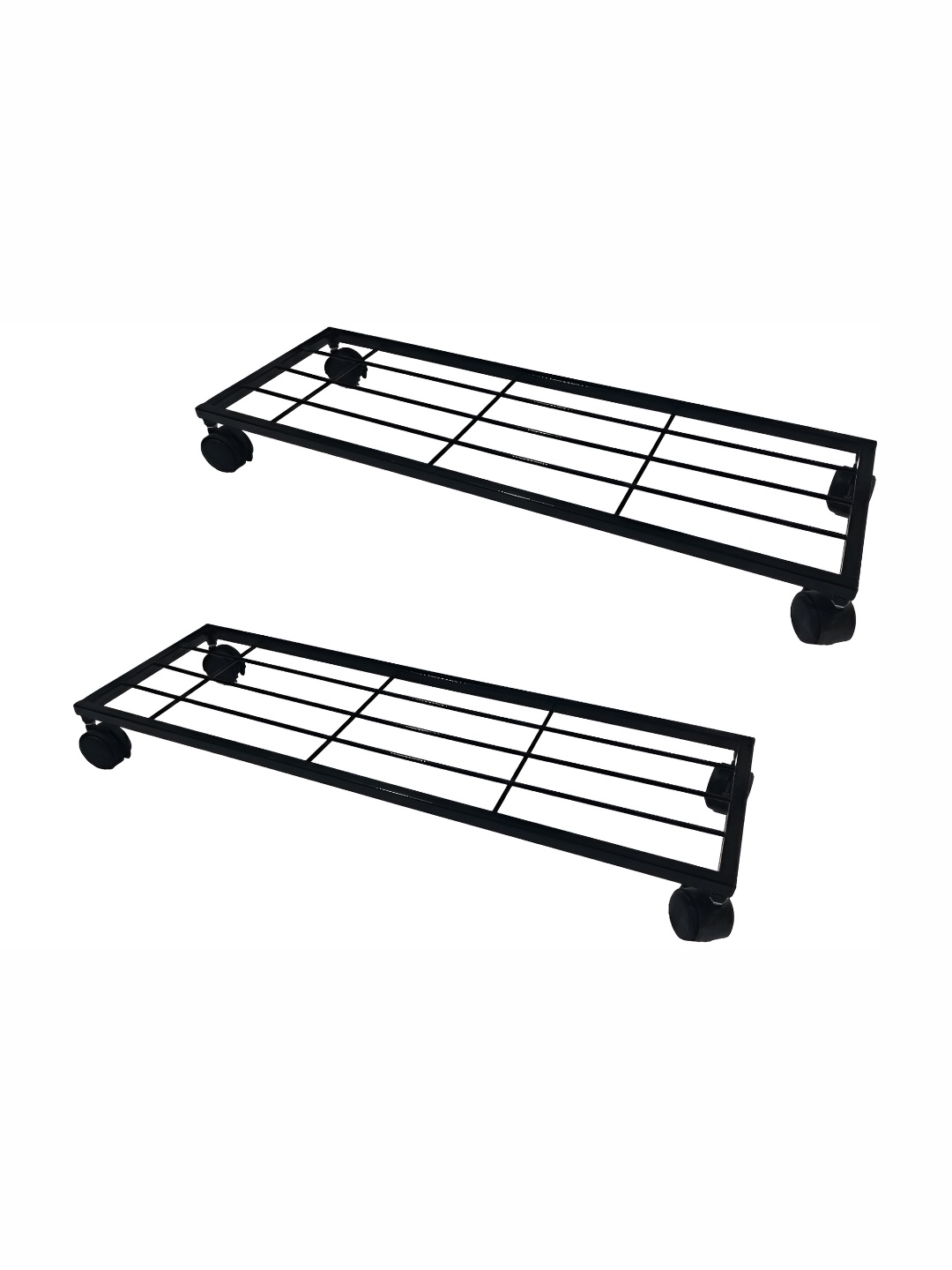 

appeasy Black 2Pcs Rectangle Shape Wheel Pot Gamla Stand