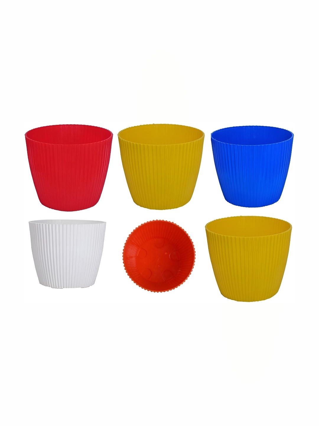 

appeasy Red & Blue 6-pcs Textured Metal Planters