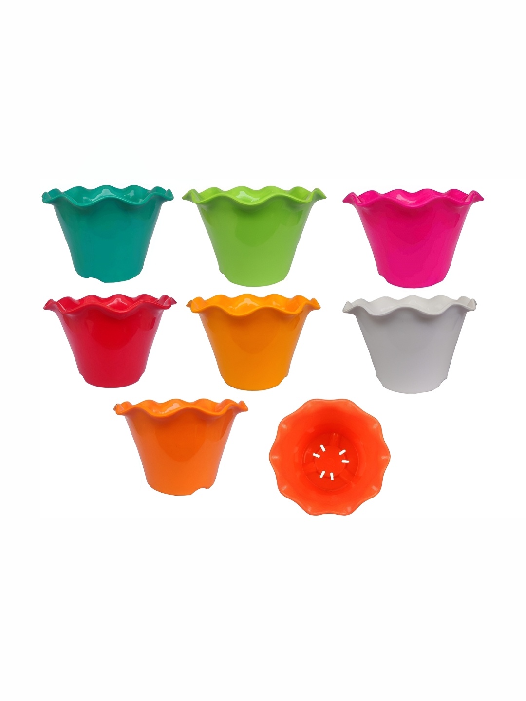 

appeasy Red & Green 8-Pcs Blossom Pot Planters