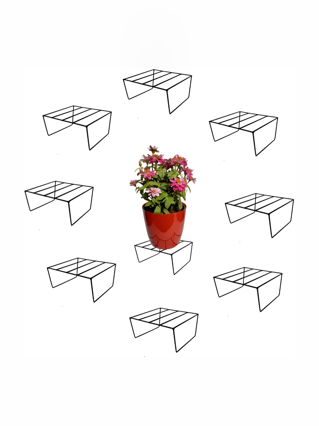

appeasy 9-Pcs Black Square Metal Planter Stands