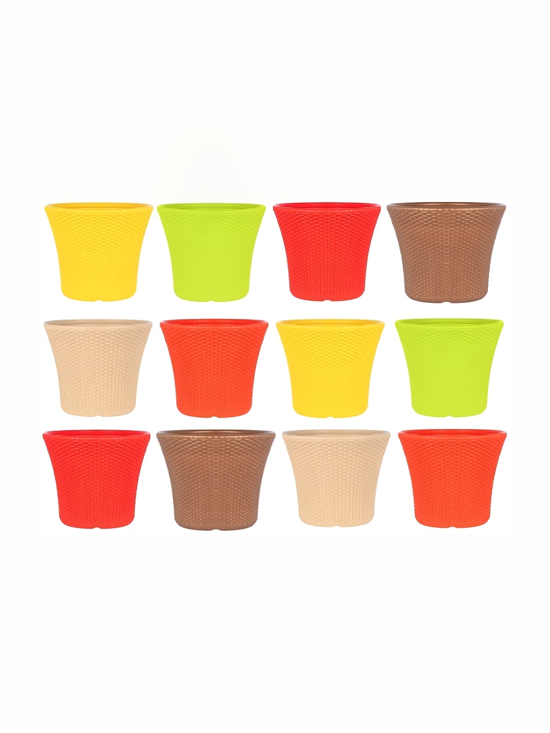 

appeasy Red & Green 12-Pcs Textured Metal Planters