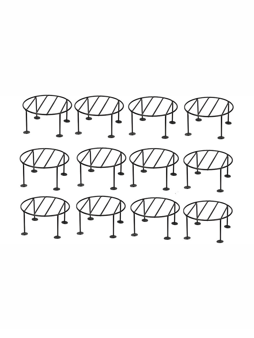 

appeasy Black 12-Pcs Round Metal Planter Stands