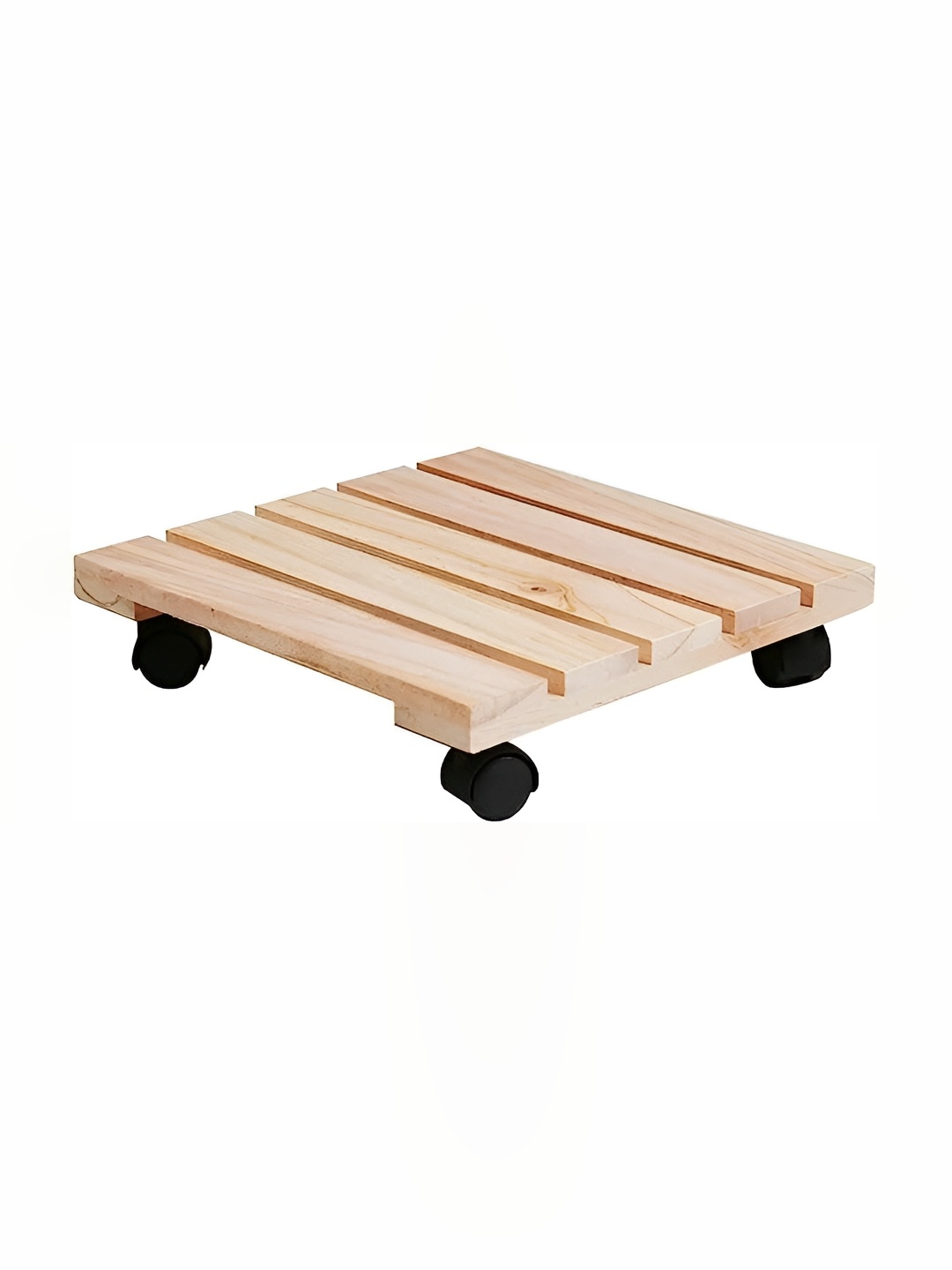

appeasy Beige & Black Square Wooden Planter Stand With Wheels