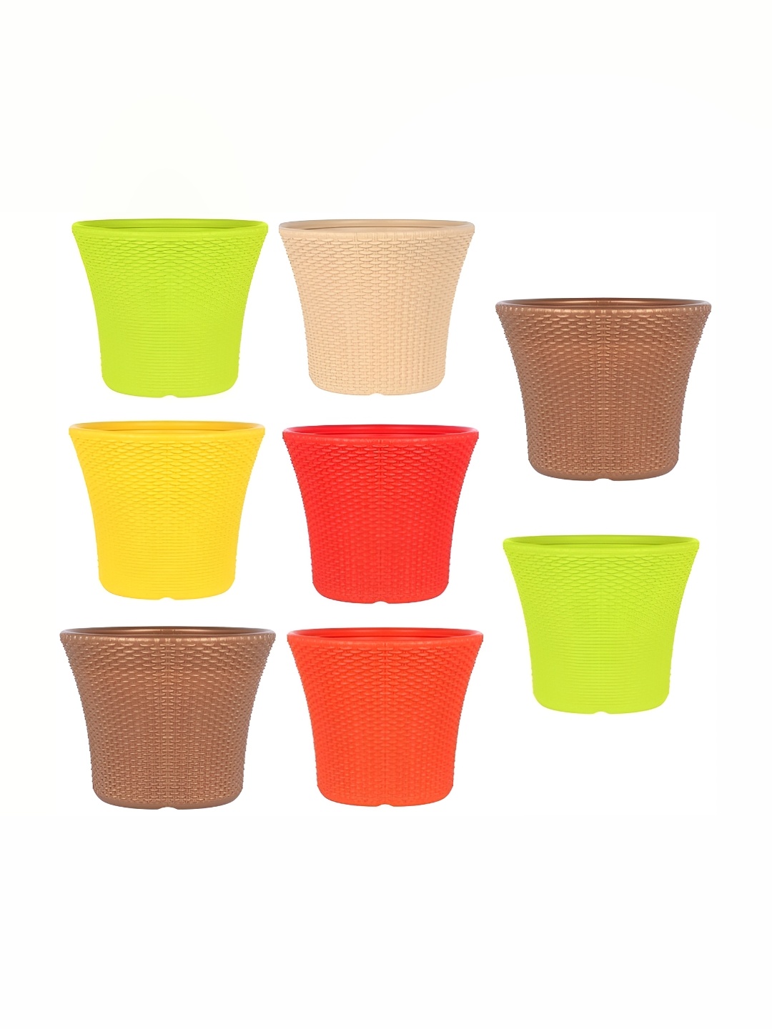 

appeasy Red & Green 8-Pcs Textured Metal Planters