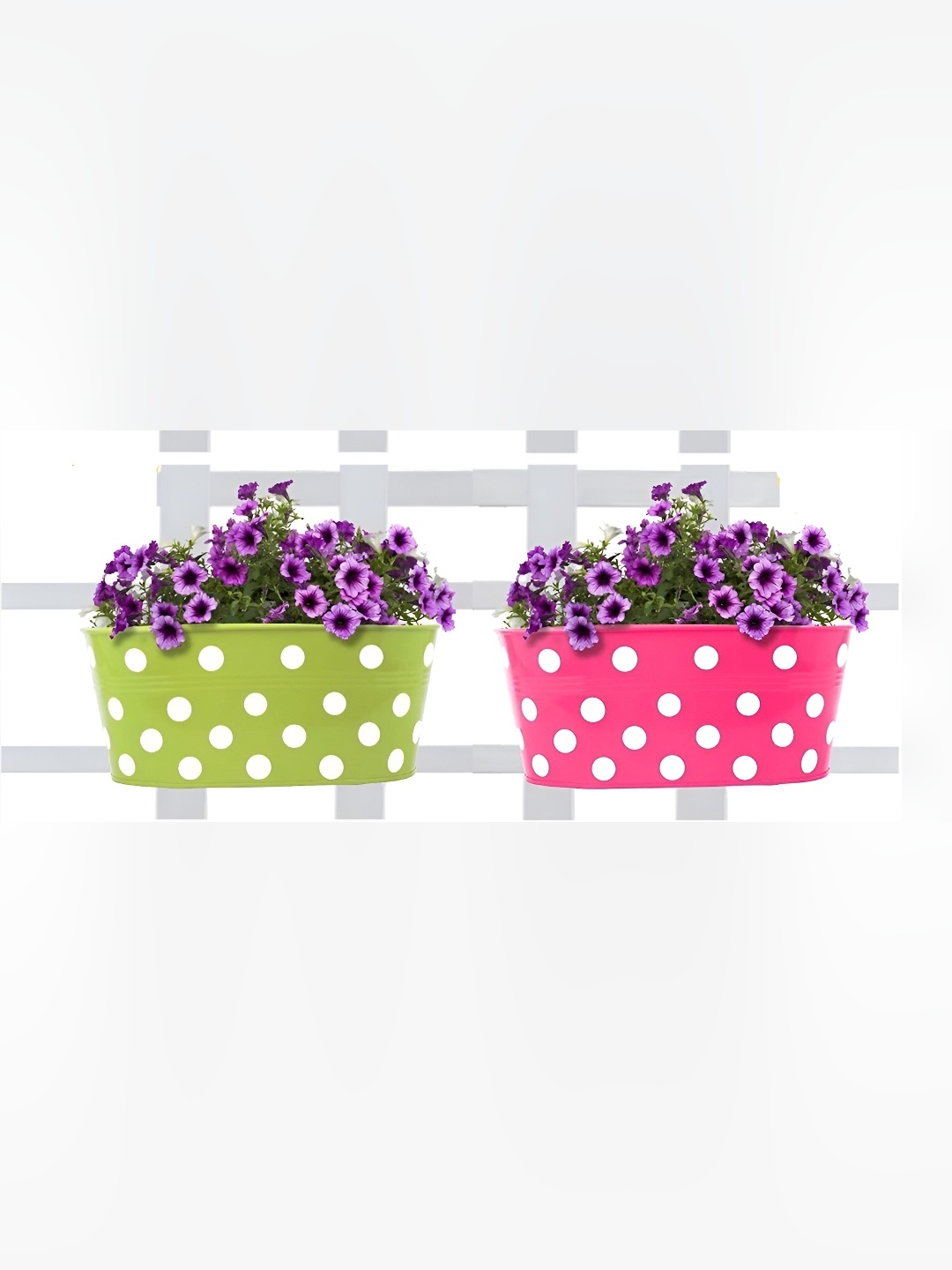 

appeasy Pink & Green 2-Pcs Printed Rectangle Metal Hanging Planters