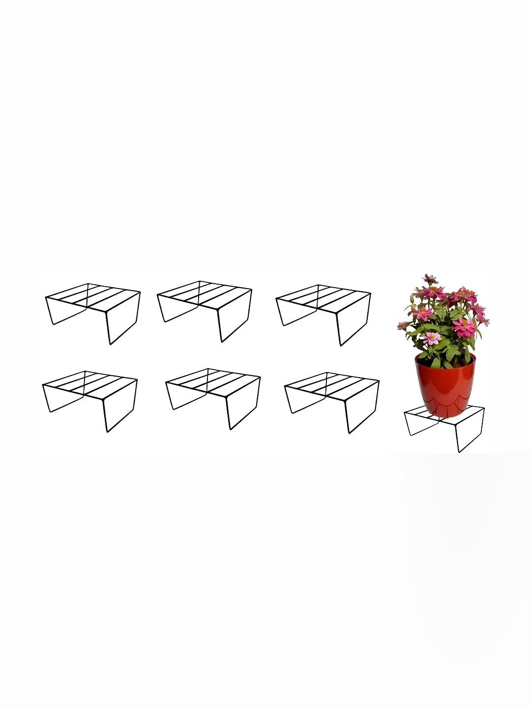 

appeasy Black 7-Pcs Square Metal Planter Stands