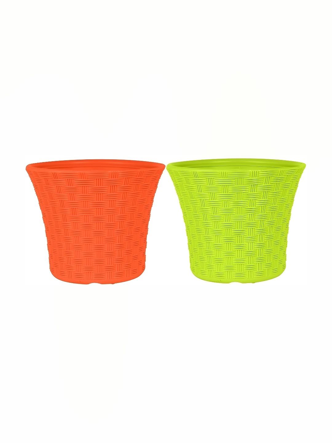 

appeasy 2-Pcs Red & Green Textured Metal Planters