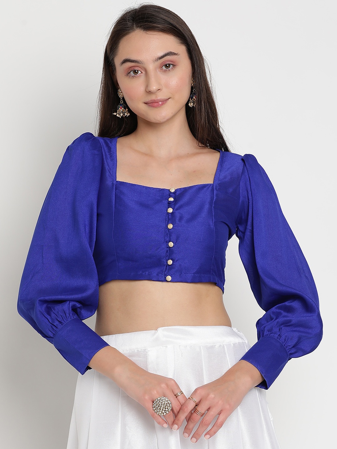 

studio rasa Full Sleeves Button Down Blouse, Blue