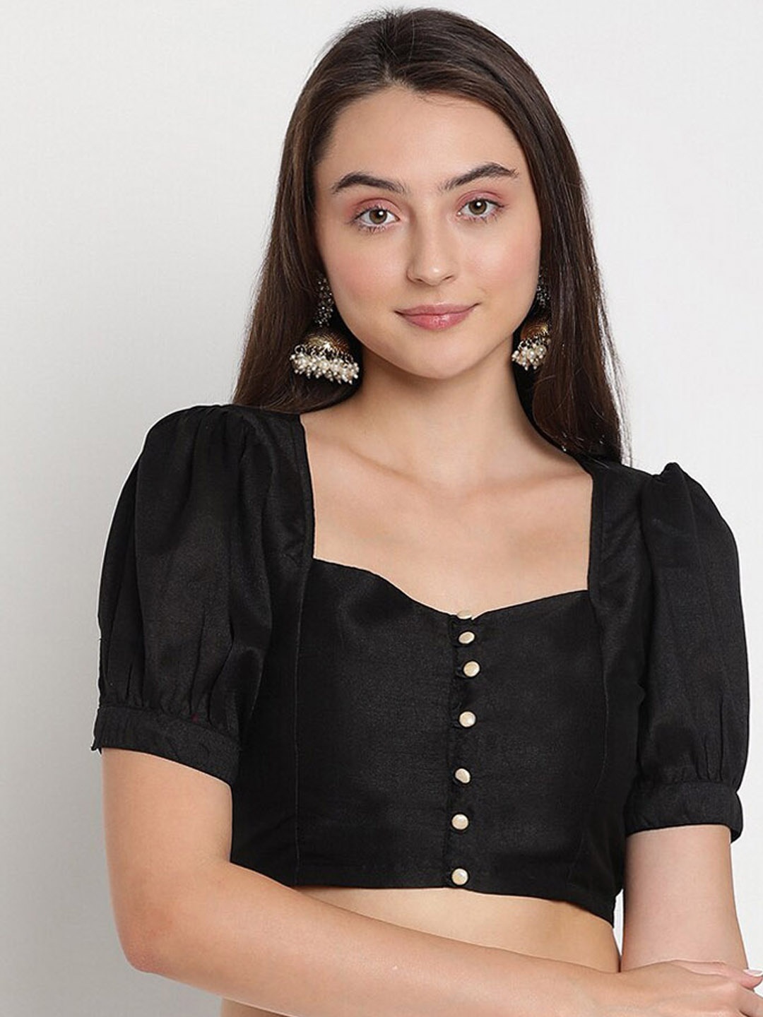 

studio rasa Square Neck Puff Sleeve Blouse, Black