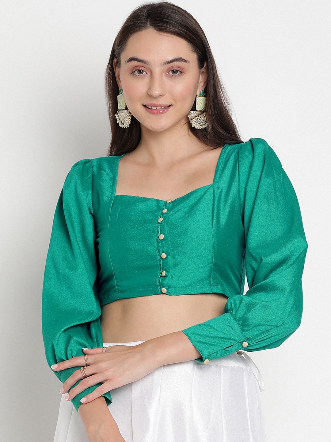 

studio rasa Button Down Long Sleeve Blouse, Sea green