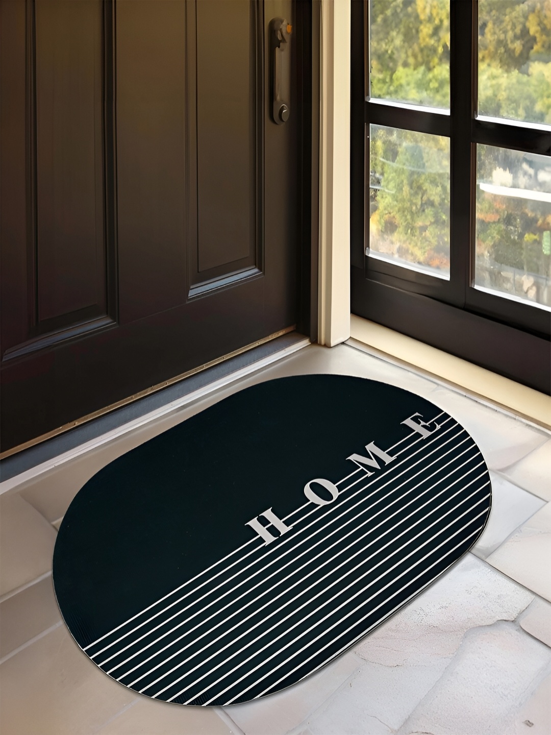 

Kuber Industries Black & White Printed Anti Skid Doormats