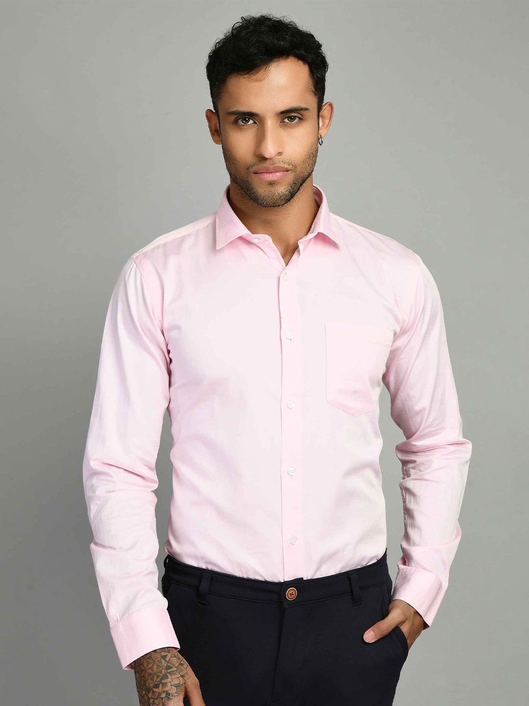 

SQUIREHOOD Smart Tailored Fit Spread Collar Cotton Casual Shirt, Pink