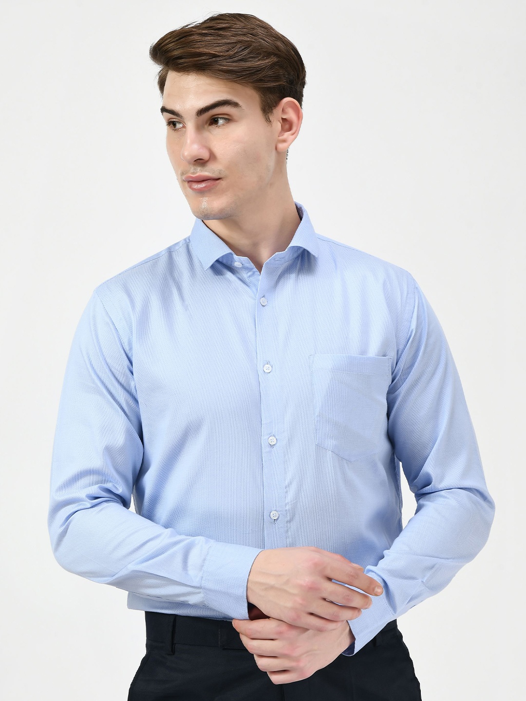 

SQUIREHOOD Smart Tailored Fit Spread Collar Cotton Casual Shirt, Na