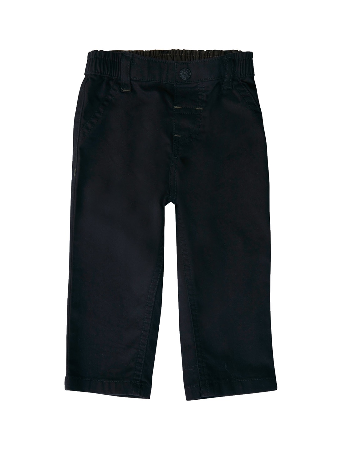 

GJ baby Boys Mid-Rise Cotton Plain Slim Fit Trousers, Black