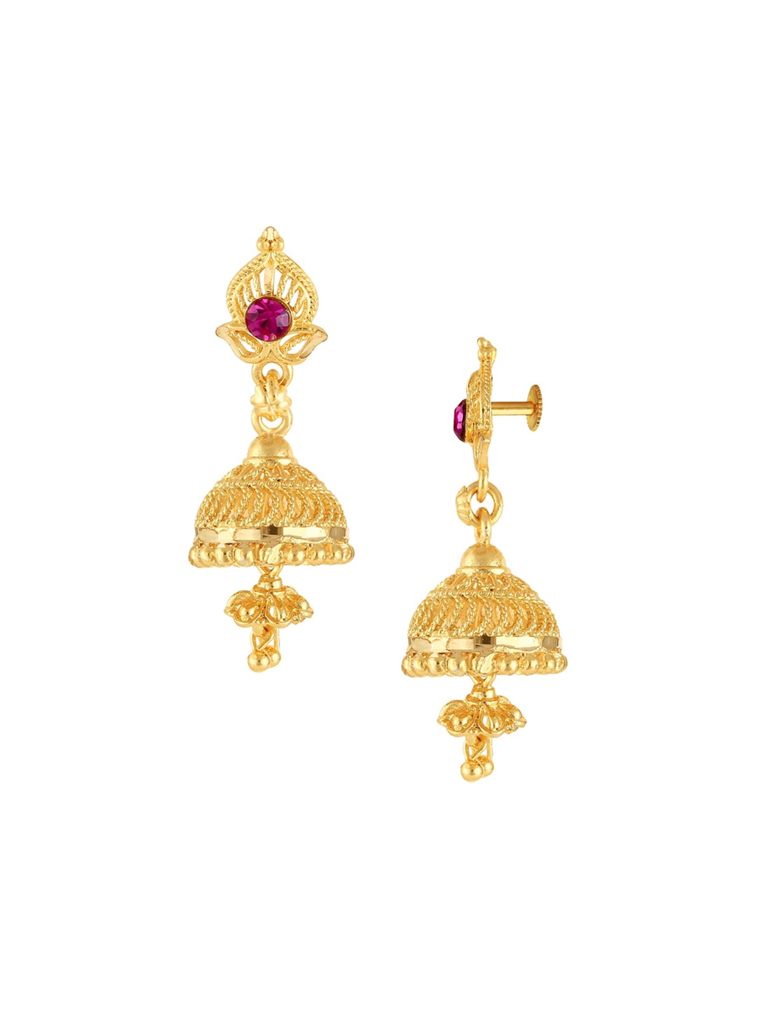 

Vighnaharta Set Of 2 Gold-Plated Contemporary Jhumkas Earrings