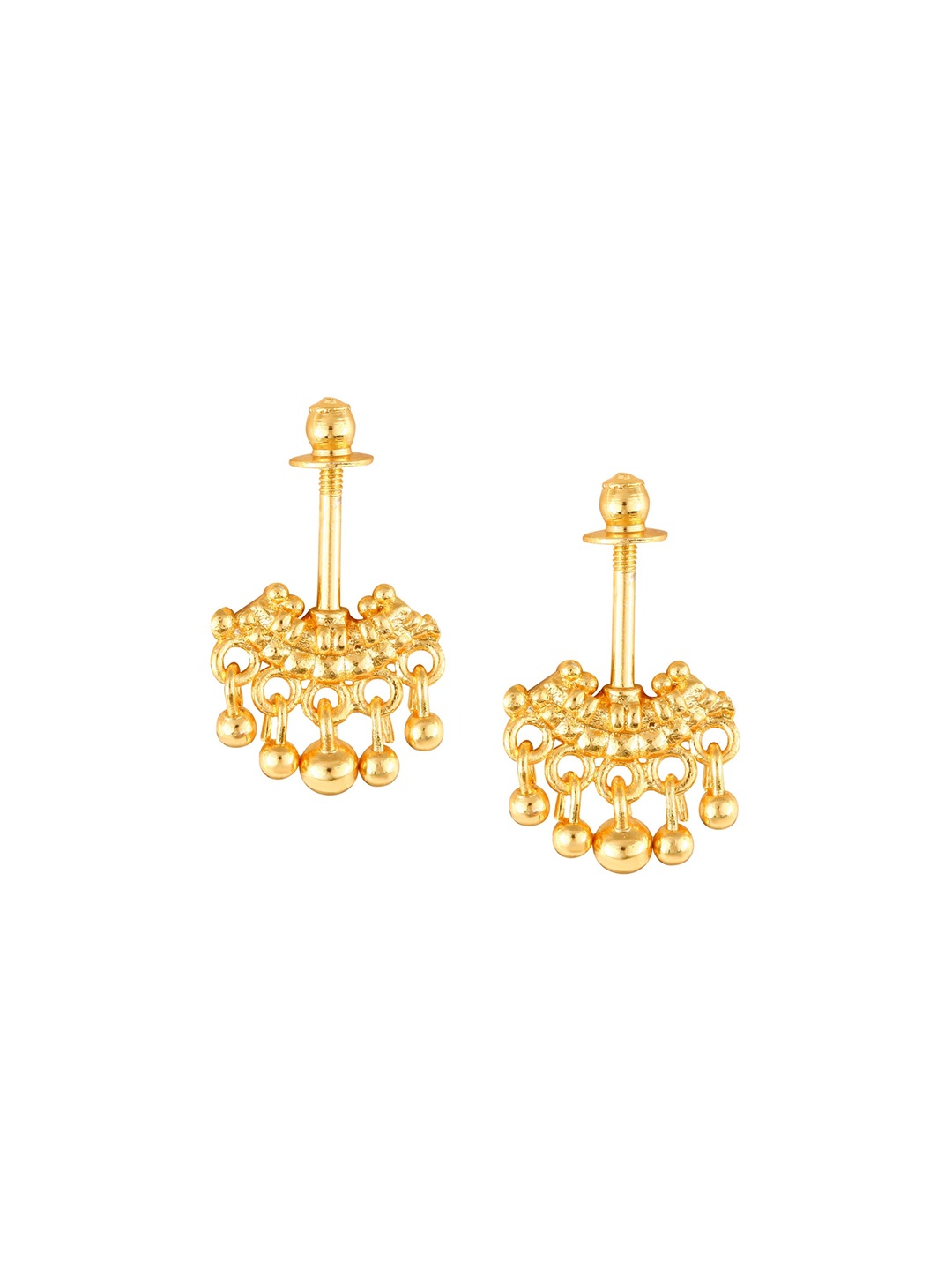 

Vighnaharta Set Of 2 Gold-Plated Contemporary Jhumkas And Bugadi Earrings