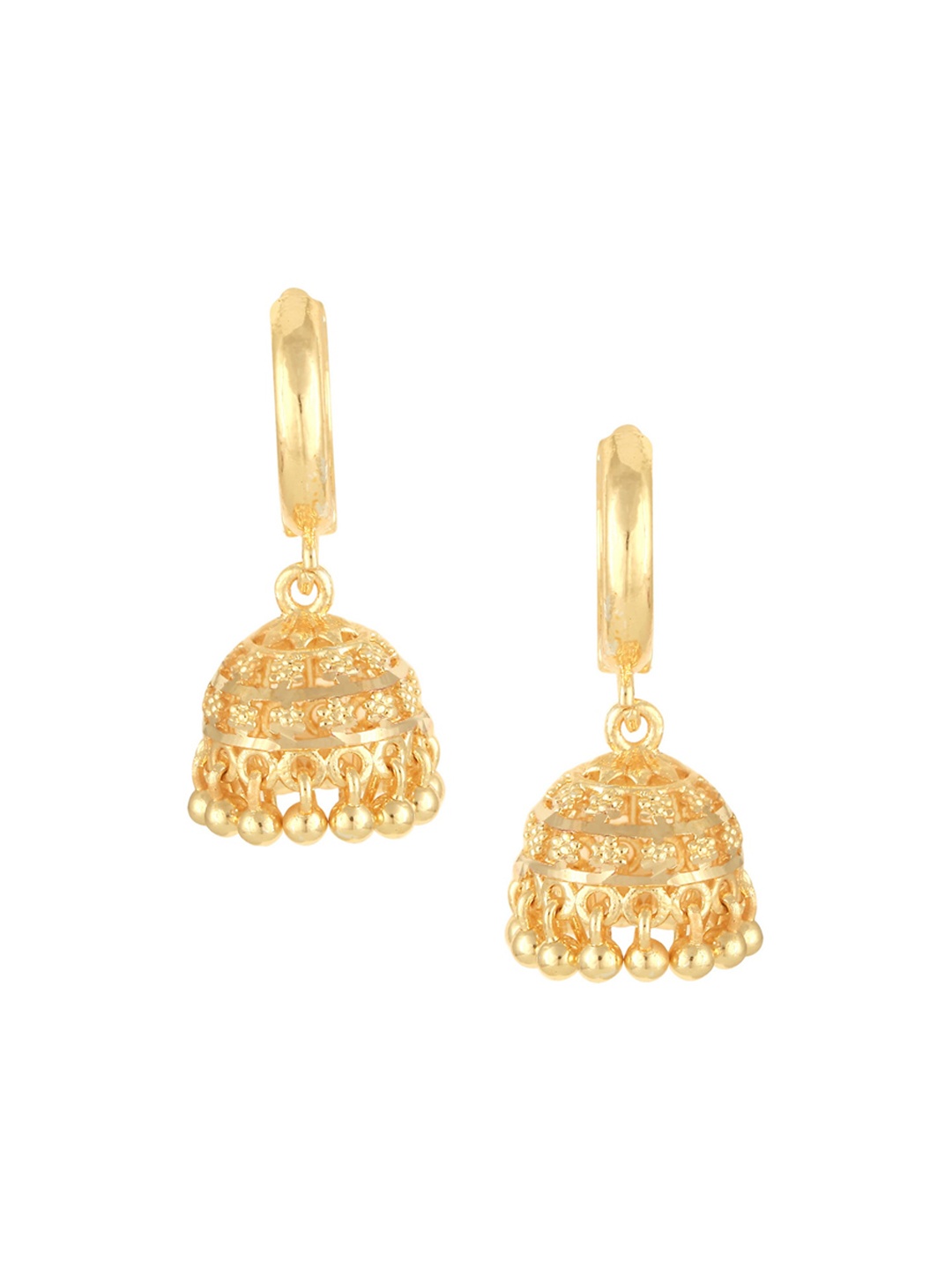 

Vighnaharta Set Of 2 Gold-Plated Contemporary Jhumkas And Bugadi Earrings