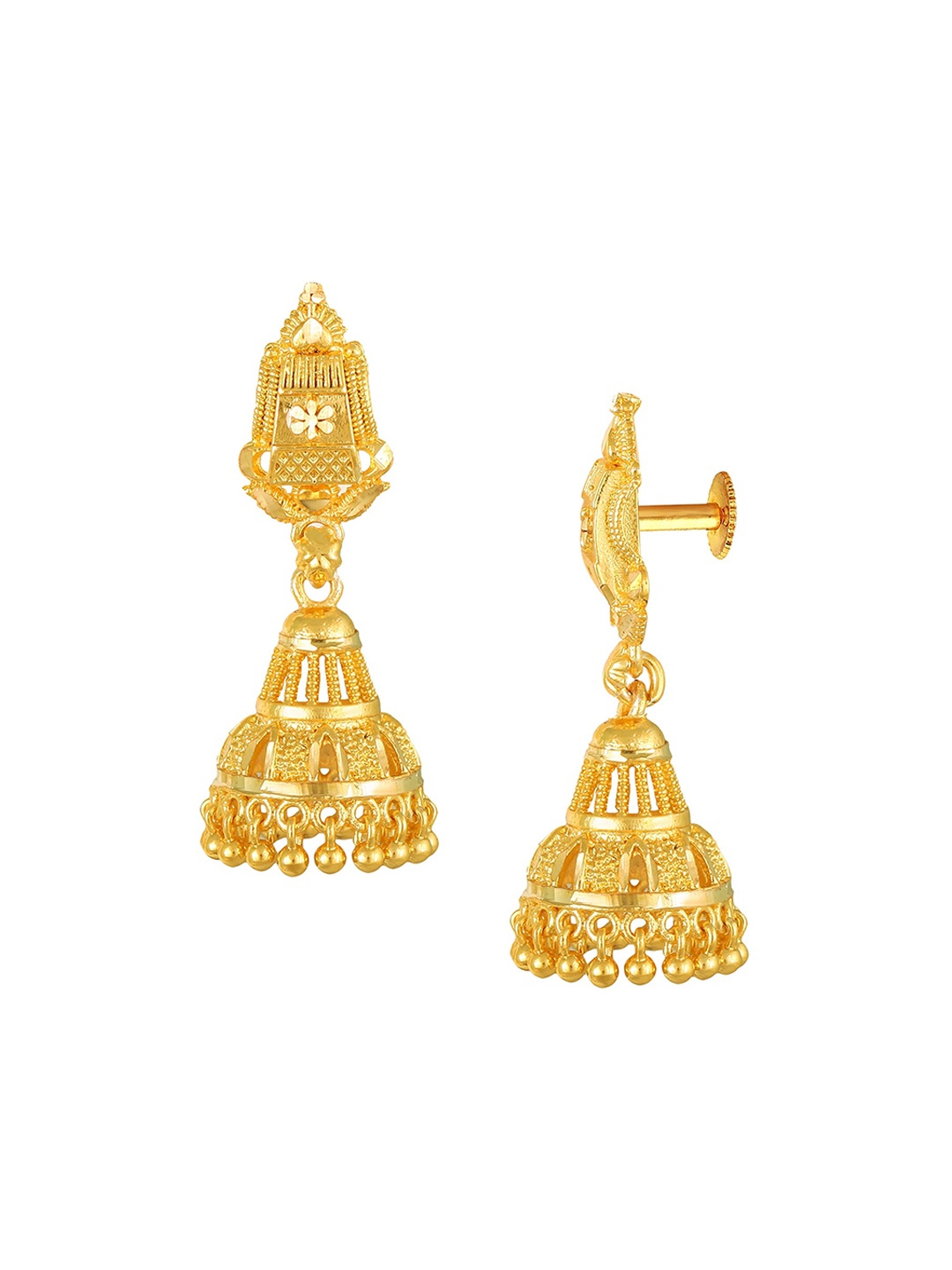 

Vighnaharta Set Of 2 Gold-Plated Contemporary Jhumkas Earrings