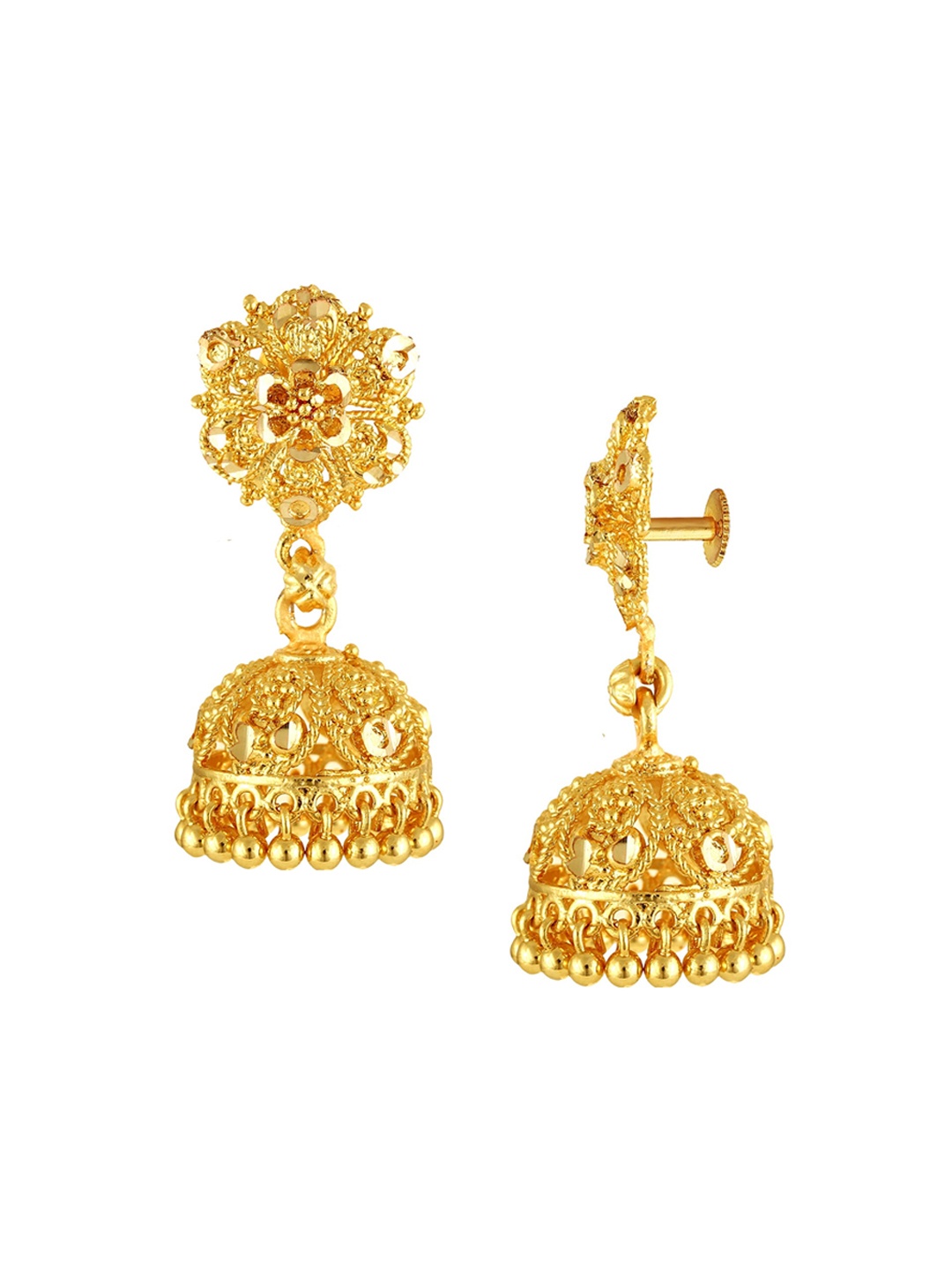 

Vighnaharta Set Of 2 Gold-Plated Contemporary Jhumkas And Bugadi Earrings