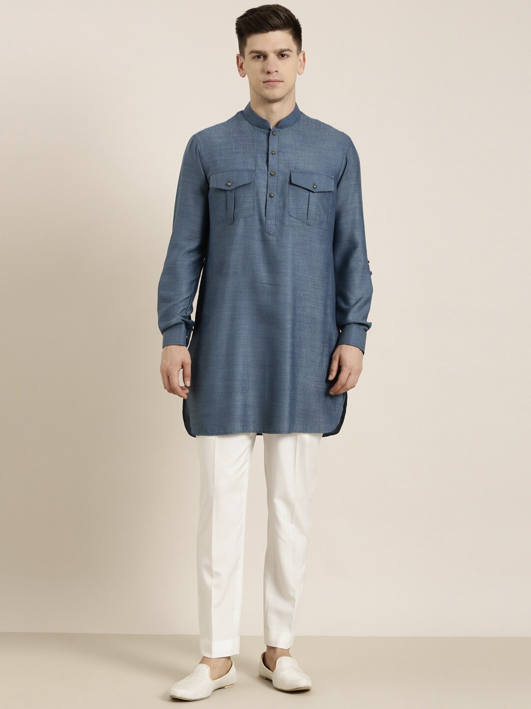 

TheEthnic.Co Regular Pure Cotton Kurta with Trouser, Blue