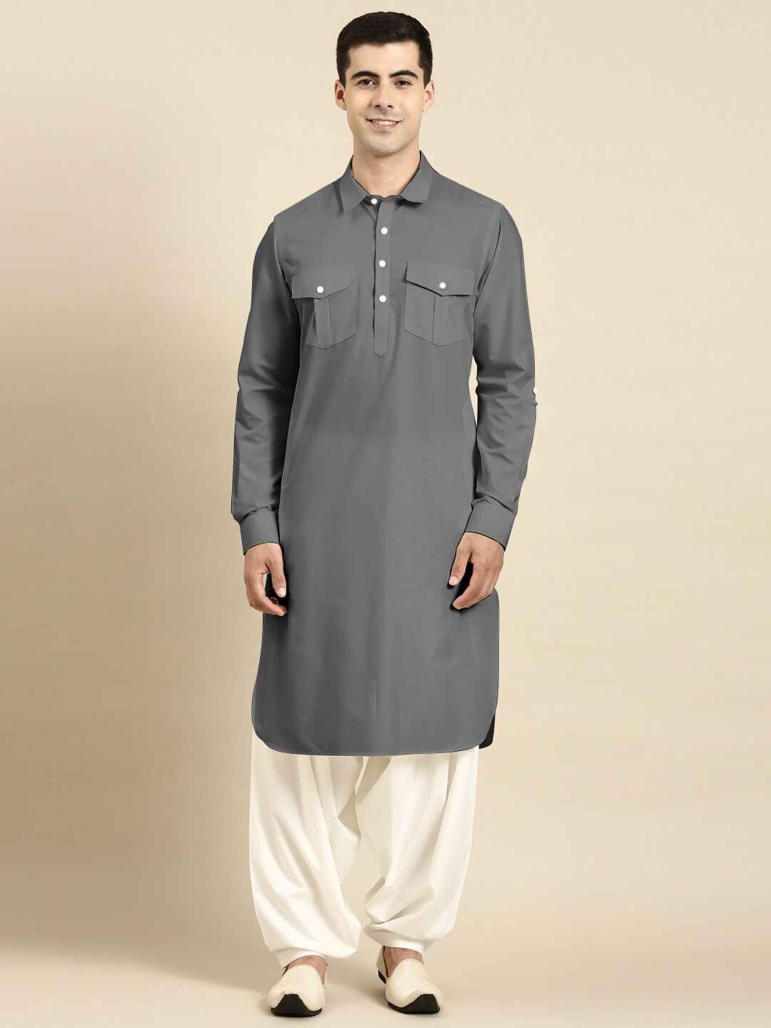 

TheEthnic.Co Regular Pure Cotton Kurta with Salwar, Grey