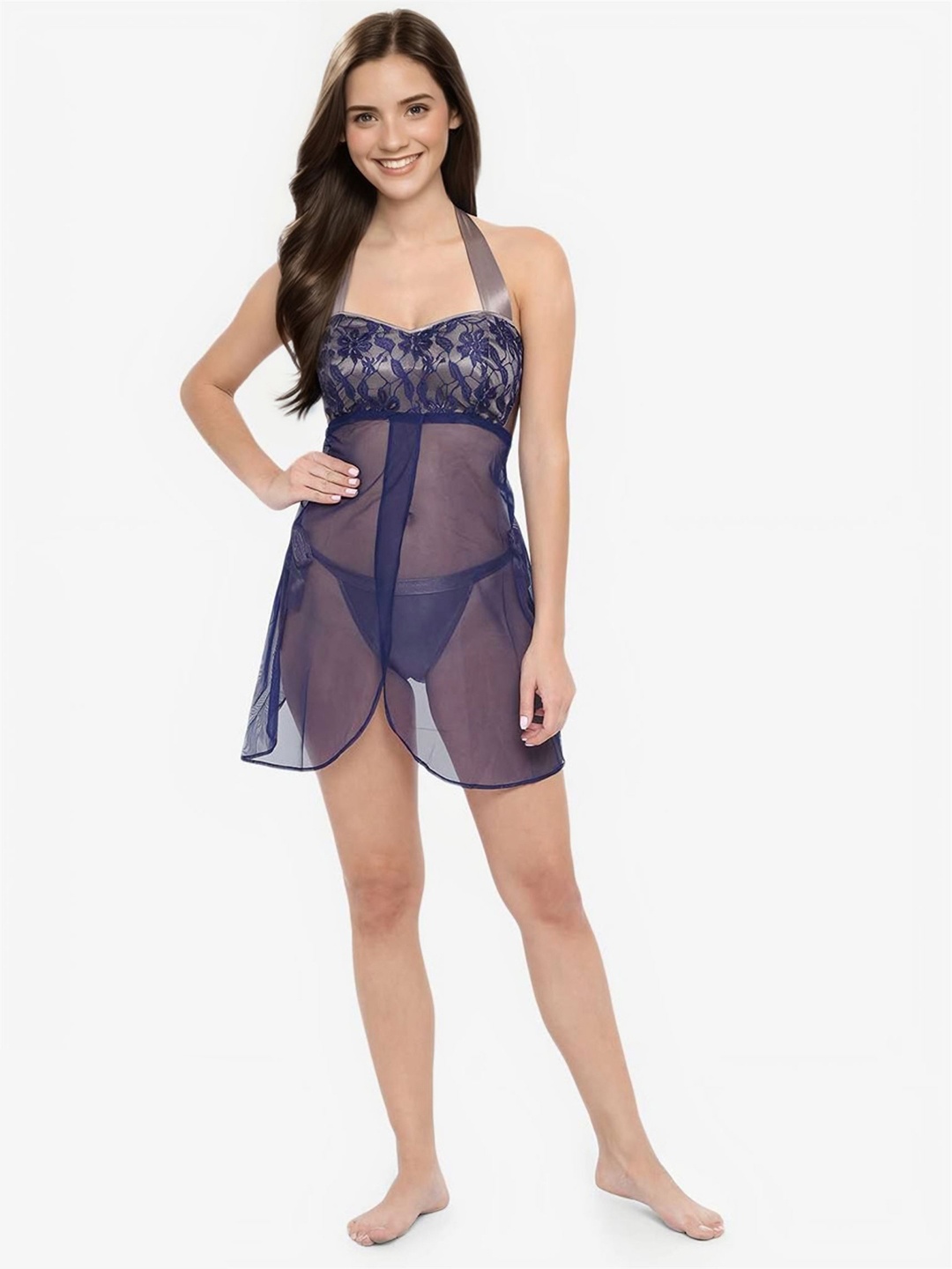 

Hill Islands Luxe Plus Size Satin Baby Doll, Grey