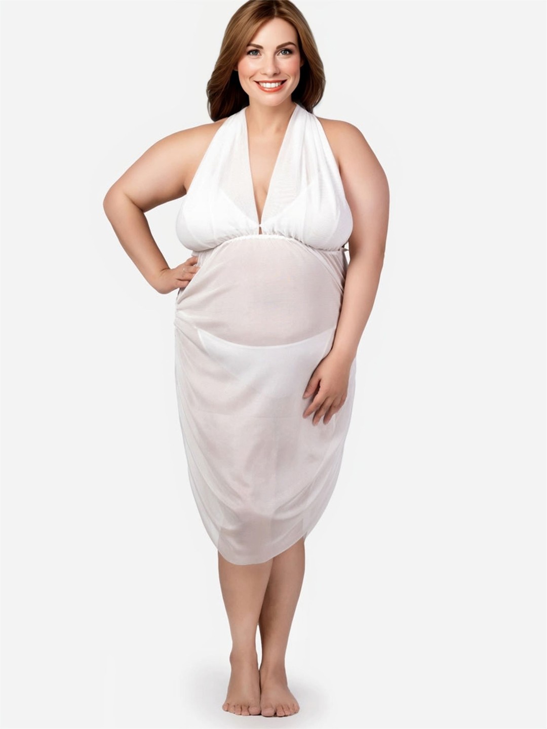 

Hill Islands Plus Size BabyDoll With Brief, White