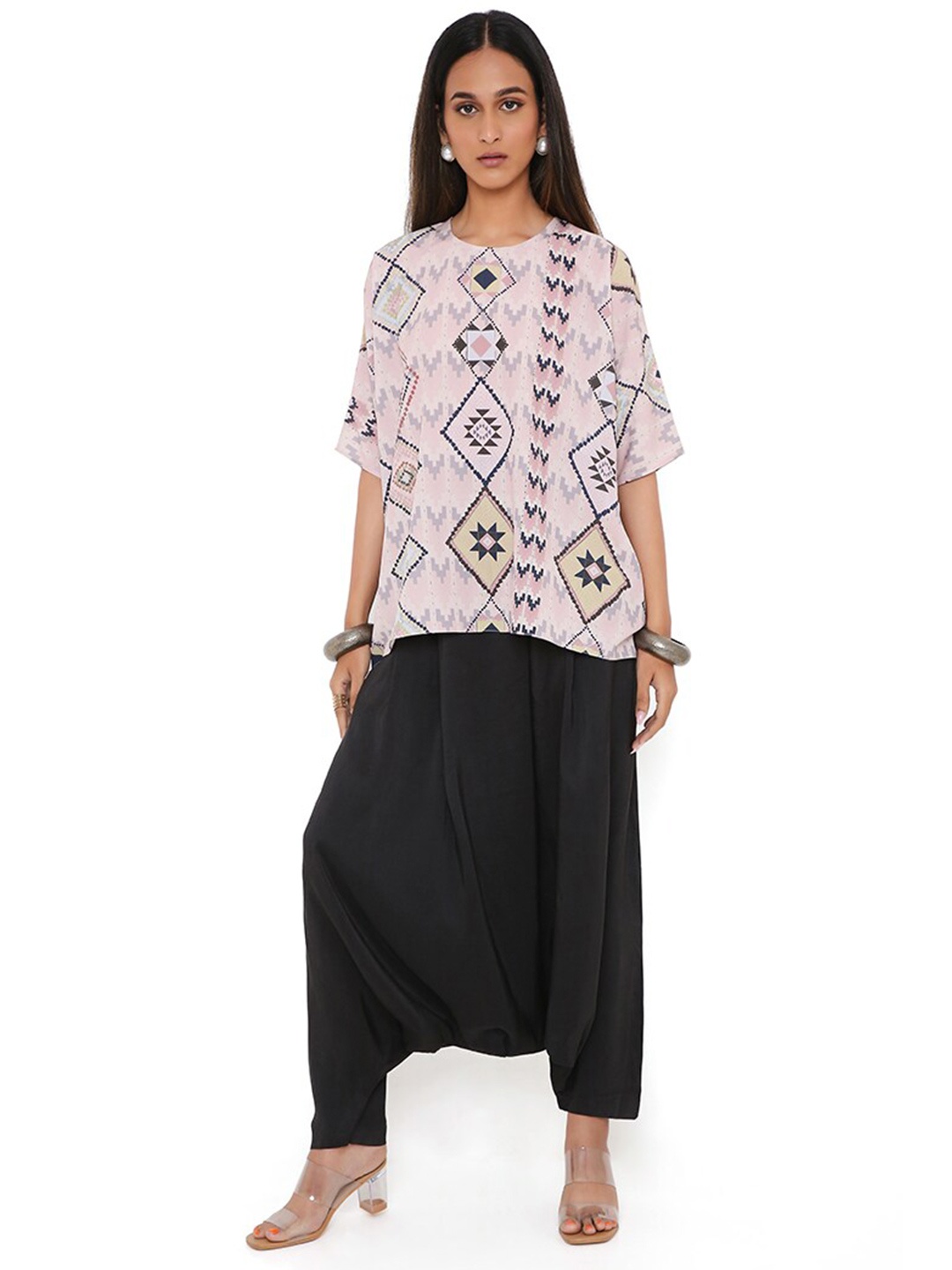

PS PRET BY PAYAL SINGHAL Geometric Printed Round Neck Top, Pink