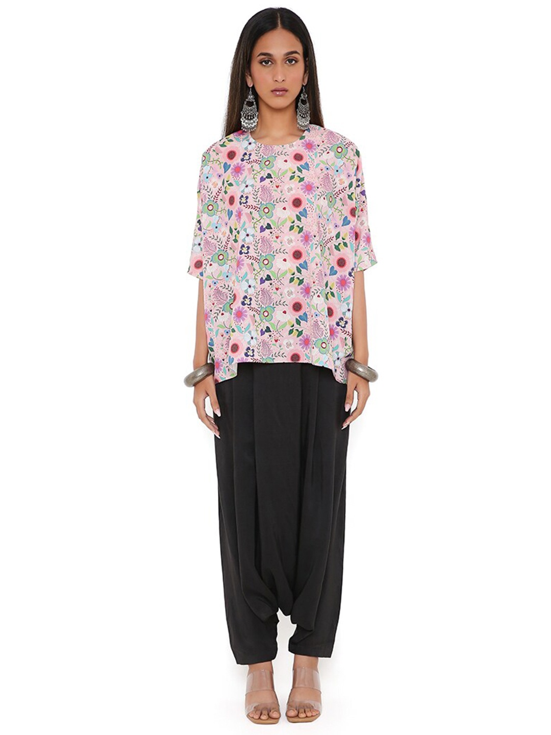 

PS PRET BY PAYAL SINGHAL Round Neck Floral Printed Top, Pink