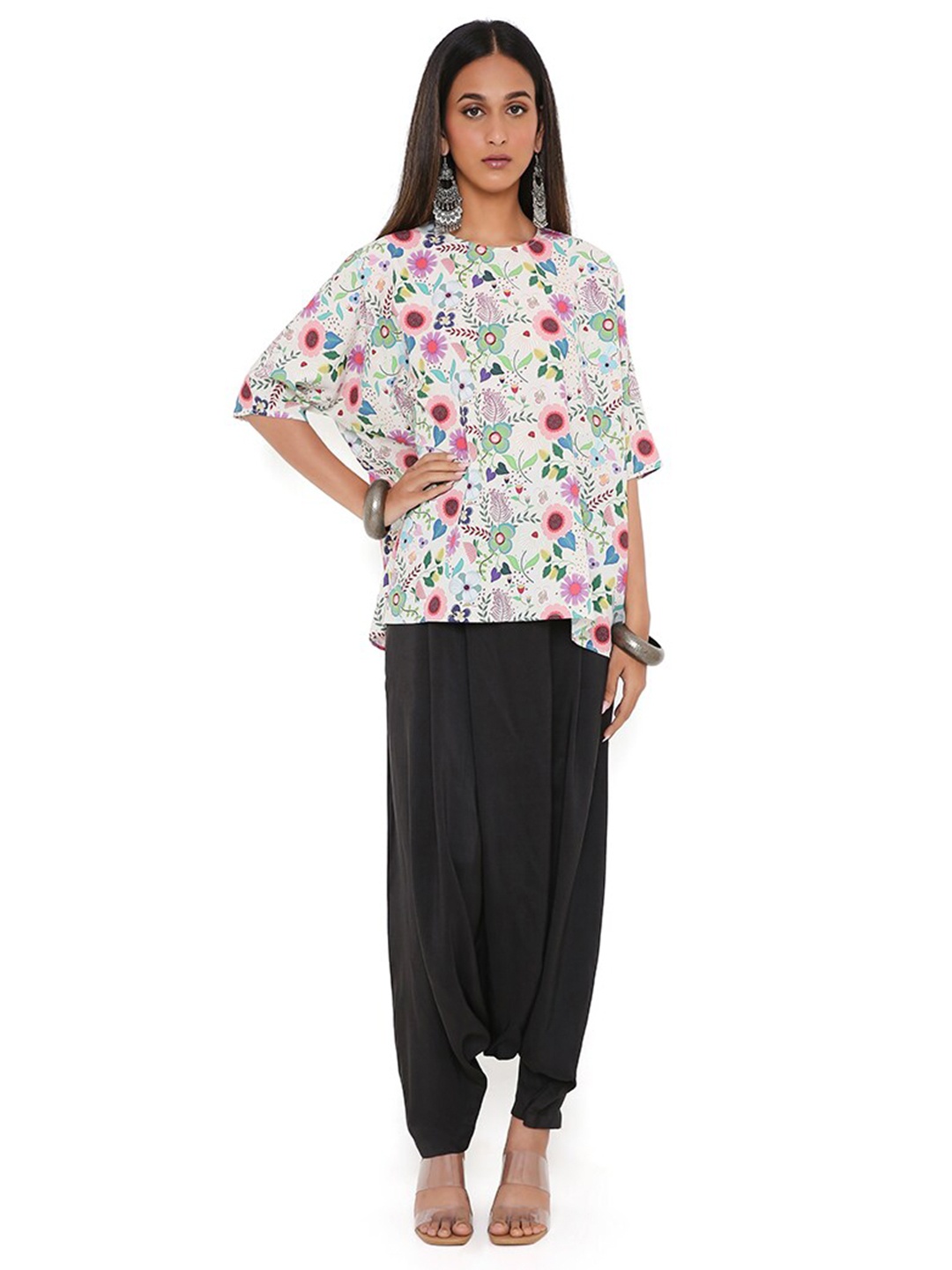 

PS PRET BY PAYAL SINGHAL Round Neck Floral Printed Top, White