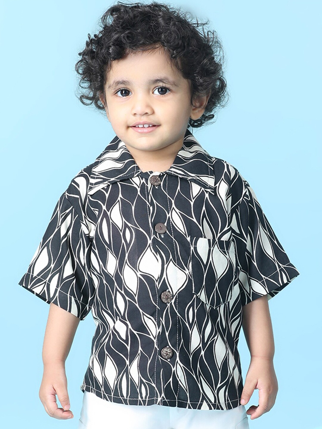 

Cutiekins Boys Abstract Printed Casual Shirt, Black