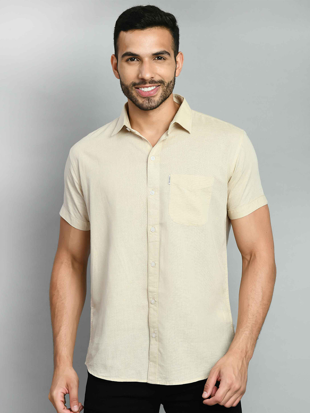 

SQUIREHOOD Smart Skinny Fit Opaque Casual Shirt, Beige