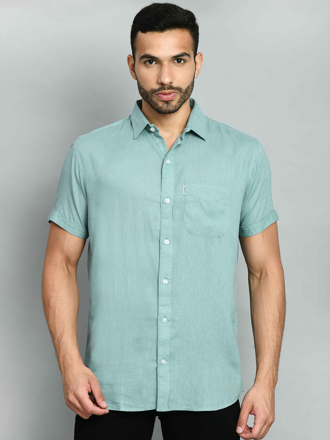 

SQUIREHOOD Smart Skinny Fit Opaque Casual Shirt, Green